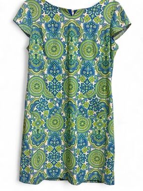 Maggy L. Paisley Print Mini Dress in Blue and Green Sz 14